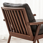 Кресло c каркасом из массива дерева и мягкой кожаной обивкой Walnut Armchair варинант исполнения - 9 | Loft Concept в Казани