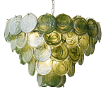 Люстра из зеленых стеклянных дисков с перламутровым эффектом Green Glowing Glaze варинант исполнения - 6 | Loft Concept в Казани