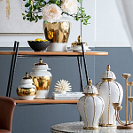 Ваза с золотыми полосами на белом фоне Chinoiserie Ceramics варинант исполнения - 4 | Loft Concept в Казани