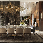 Подвесная люстра в виде ветвей деревьев золотого цвета с прозрачными подвесками-каплями 10 и 14 ламп Droplet Chandelier варинант исполнения - 7 | Loft Concept в Казани