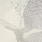 Обои ручная роспись в стиле Арт-деко Whistler Peacocks Special Colourway on 12 Carat White Gold gilded silk варинант исполнения - 2 | Loft Concept в Казани
