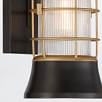 Настенный фонарь цилиндрической формы с рифленым стеклом в золотом каркасе на черном прямоугольном основании Eurofase варинант исполнения - 14 | Loft Concept в Казани