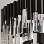 Люстра круглая из матового черного металла с подвесками из прозрачных стеклянных трубок Noir Tubes варинант исполнения - 7 | Loft Concept в Казани