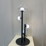 Настольная лампа с тремя прозрачными куполообразными плафонами и черным металлическим основанием Flos Wireline Lighting варинант исполнения - 6 | Loft Concept в Казани