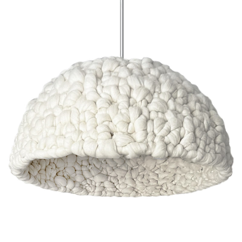 Вязаный подвесной светильник из шерсти Dome Wool Lamp Белый Вязаный подвесной светильник из шерсти Dome Wool Lamp Белый в Казани | Loft Concept