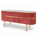 Дизайнерский комод овальный с розовой бархатной обивкой Edith варинант исполнения - 1 | Loft Concept в Казани