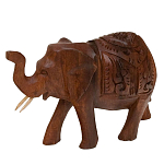 Статуэтка из дерева суар в виде слона в традиционном облачении Little Elephant варинант исполнения - 1 | Loft Concept в Казани