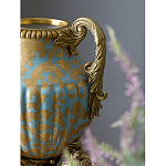 Ваза голубого цвета из фарфора с золотым растительным орнаментом и бронзовыми фигурками женщин Eden Garden porcelain and bronze варинант исполнения - 8 | Loft Concept в Казани