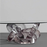 Дизайнерский журнальный стол с круглой прозрачной столешницей и основанием в виде цепи Hua Wang варинант исполнения - 1 | Loft Concept в Казани