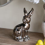 Статуэтка заяц из текстурированной терракоты и покрытый глянцевой краской под бронзу Rabbit Charm  варинант исполнения - 5 | Loft Concept в Казани