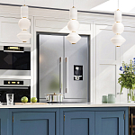 Подвесной светильник белого цвета с тремя геометрическими плафонами Alora Mood варинант исполнения - 12 | Loft Concept в Казани