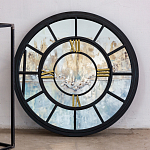 Зеркало настенное в чёрной металлической раме в виде часов Mirror Tower Clock варинант исполнения - 3 | Loft Concept в Казани