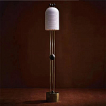 Торшер с белым фактурным абажуром и декором из черных сфер Echoes of Light варинант исполнения - 1 | Loft Concept в Казани