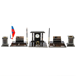 Настольный письменный набор с часами из природного камня обсидиана Team leader варинант исполнения - 1 | Loft Concept в Казани