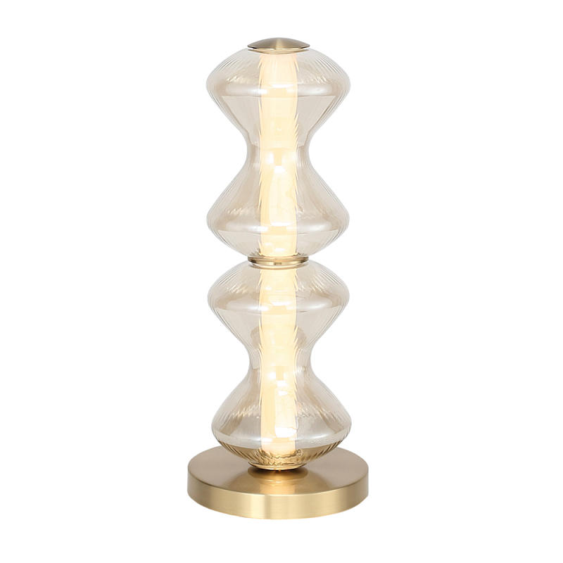 Настольная лампа светодиодная с волнообразным плафоном Amphora of Light Коньяк Золотой в Казани | Loft Concept 