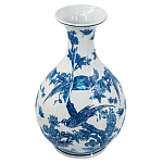 Ваза с мотивами цветущего сада с попугаями Blue Vase Inspired by Nature варинант исполнения - 1 | Loft Concept в Казани