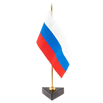 Флагшток настольный с флагом России из камня обсидиан Stone Flagpole варинант исполнения - 2 | Loft Concept в Казани