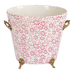 Кашпо из белого фарфора с розовым цветочным орнаментом Eden Garden варинант исполнения - 1 | Loft Concept в Казани