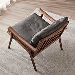 Кресло c каркасом из массива дерева и мягкой кожаной обивкой Walnut Armchair варинант исполнения - 3 | Loft Concept в Казани