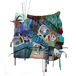 Панно гобелен яркие Пространство-Время TimeSpace Blue варинант исполнения - 2 | Loft Concept в Казани