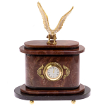 Часы настольные бронзовые из натурального камня Лемезит с декором в виде горного орла Eagle Stone Clock варинант исполнения - 1 | Loft Concept в Казани