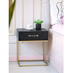 Приставной столик с резным узором на выдвижном ящике Black Table Carved Pattern варинант исполнения - 8 | Loft Concept в Казани