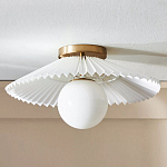 Потолочный светильник с белым плиссированным абажуром Headquarters варинант исполнения - 1 | Loft Concept в Казани