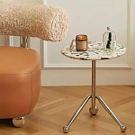 Дизайнерский журнальный стол с круглой столешницей на изогнутых стальных ножках Obafaby варинант исполнения - 1 | Loft Concept в Казани