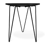 Стол журнальный с круглой столешницей из стекла на 3-х черных ножках Beige Marble варинант исполнения - 4 | Loft Concept в Казани