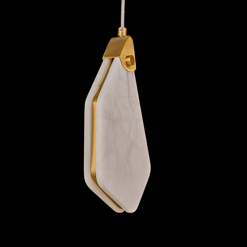 Подвесной светильник фигурный плафон Stone Polygon Белый Латунь в Казани | Loft Concept 