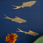 Обои с вышивкой ручной работы Deco Fish Aurum colourway on Caribbean Sea slub silk варинант исполнения - 1 | Loft Concept в Казани