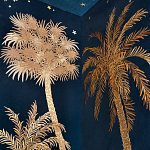 Обои с вышивкой ручной работы Deco Palms Original colourway on velvet варинант исполнения - 3 | Loft Concept в Казани