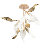 Люстра потолочная с белыми матовыми и золотыми глянцевыми листьями Wintery flovers варинант исполнения - 1 | Loft Concept в Казани