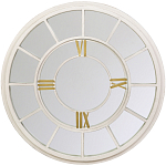 Зеркало настенное в белой металлической раме в виде часов Mirror Tower Clock варинант исполнения - 1 | Loft Concept в Казани