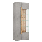 Шкаф-витрина с фасадом цвета серый бетон и стеклянными дверками Grace of Furniture варинант исполнения - 2 | Loft Concept в Казани