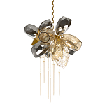 Люстра подвесная со стеклянными плафонами из дымчатого и золотистого с шестью вертикальными подвесками Gilded Mirage  варинант исполнения - 1 | Loft Concept в Казани