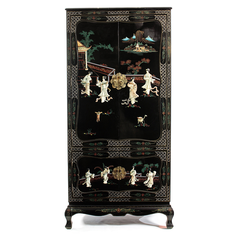 Шкаф черный в китайском стиле Chinese Cabinet Black Черный Мульти Шкаф черный в китайском стиле Chinese Cabinet Black Черный Мульти в Казани | Loft Concept