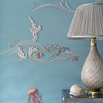 Обои с вышивкой ручной работы Amami Waves Moonbeam colourway on silk moire варинант исполнения - 4 | Loft Concept в Казани