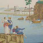 Обои ручная роспись Views of Italy Olive варинант исполнения - 1 | Loft Concept в Казани