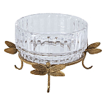 Чаша из прозрачного стекла на бронзовых ножках в виде стрекоз Eden Garden варинант исполнения - 1 | Loft Concept в Казани