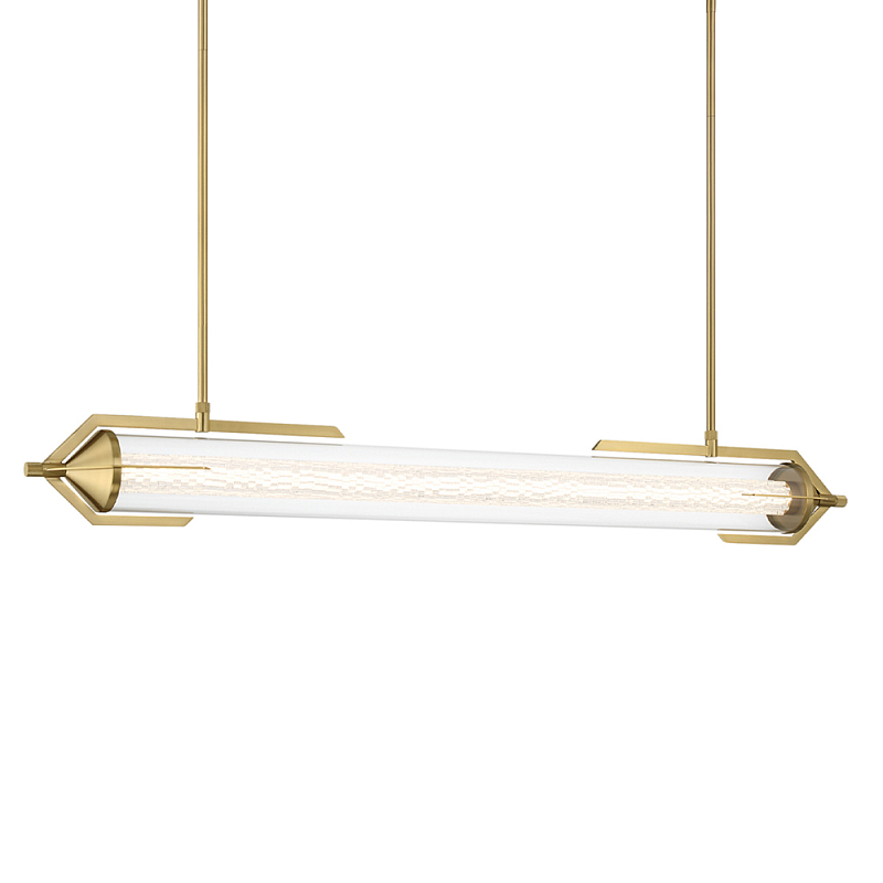 Подвесной светильник линейный золотого цвета с длинной цилиндрической стеклянной трубкой Eurofase Прозрачное Стекло Золотой в Казани | Loft Concept 