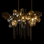 Люстра подвесная с 22-мя гранёными стеклянными плафонами с вертикальными подвесками Gilded Mirage  варинант исполнения - 8 | Loft Concept в Казани