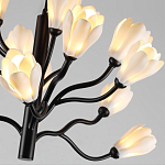 Люстра подвесная черного цвета с ветвями и белыми фарфоровыми цветами Floralis варинант исполнения - 6 | Loft Concept в Казани