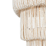Трехъярусная люстра с подвесками из круглых деревянных бусин белая White Beads Three-tier Chandelier  варинант исполнения - 5 | Loft Concept в Казани