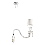 Подвесной светильник с белым текстильным абажуром и изогнутым хрустальным основанием с подвесками Lustre Reverie варинант исполнения - 2 | Loft Concept в Казани