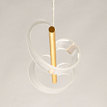 Люстра линейная золотистого цвета с двумя прозрачными волнистыми элементами Wave Line варинант исполнения - 8 | Loft Concept в Казани