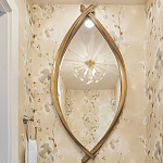Зеркало овальное в деревянной золотистой раме Oval Gold Lines варинант исполнения - 3 | Loft Concept в Казани