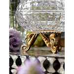Конфетница прозрачная стеклянная на бронзовых ножках в виде морских коньков с крышкой в виде ракушки Eden Garden варинант исполнения - 5 | Loft Concept в Казани