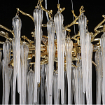 Люстра золотого цвета с декоративными ветками и длинными прозрачными стеклянными подвесами в форме сосулек Droplet Chandelier варинант исполнения - 10 | Loft Concept в Казани