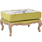 Банкетка из массива бука с изображением птиц и цветов Beige Green Chinoiserie Garden Banquette варинант исполнения - 1 | Loft Concept в Казани